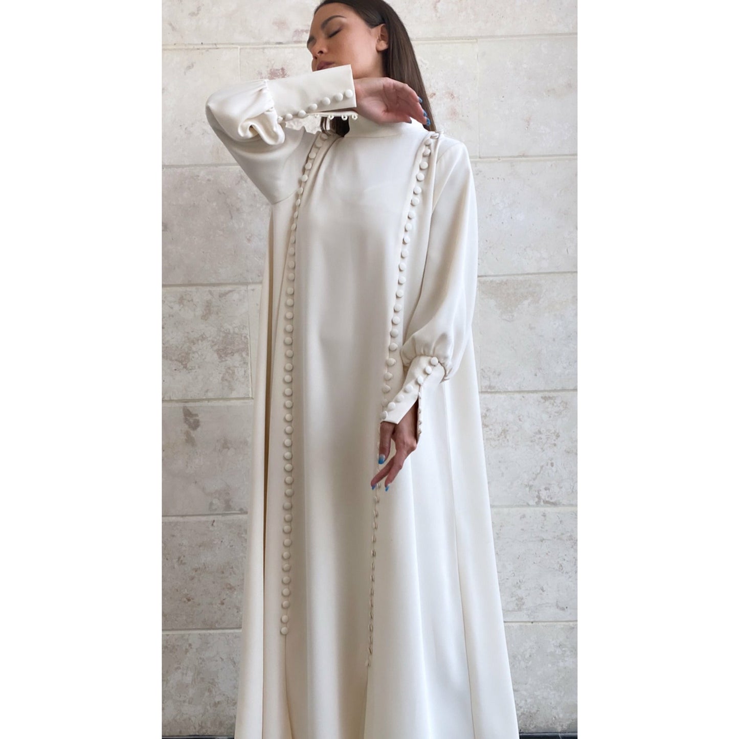 high neck offwhite kaftan ( pre order )